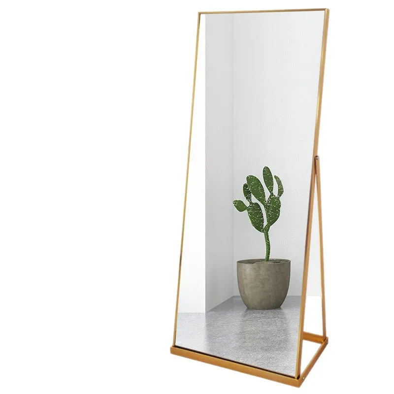 Barber shop mirror table hair salon special clothing store whitening with lamp movable floor full-length mirror