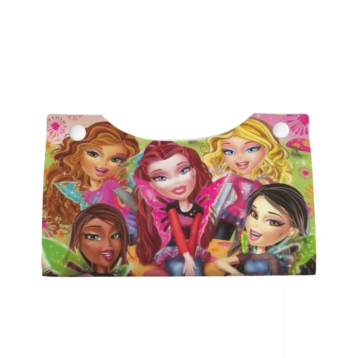 Custom Bratzs Doll Tissue Box Cover PU Leather Rectangular Tv Movie Cartoon Facial Tissues Holder for Car