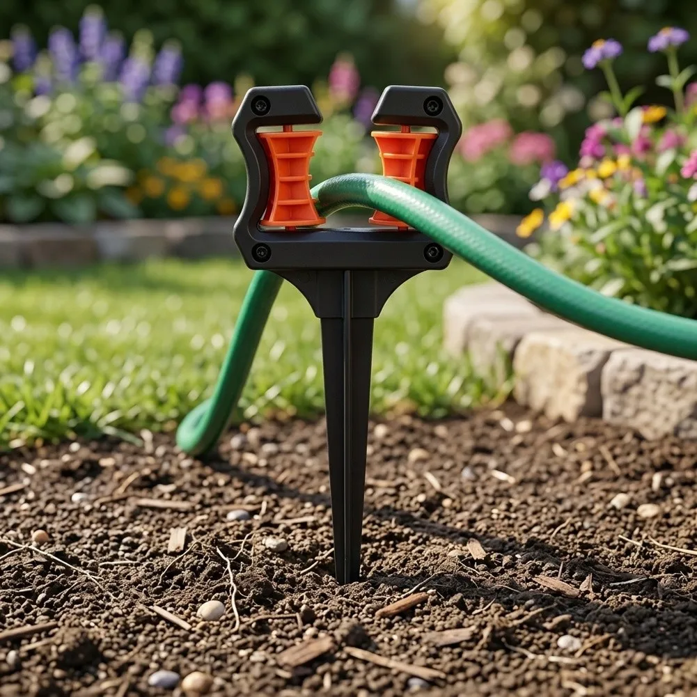 4Pcs Garden Hose Guide Spike, Water Pipe Positioning Roller Holder, Sturdy Ground Stake For Lawn Yard Outdoor Garden Water‑Line