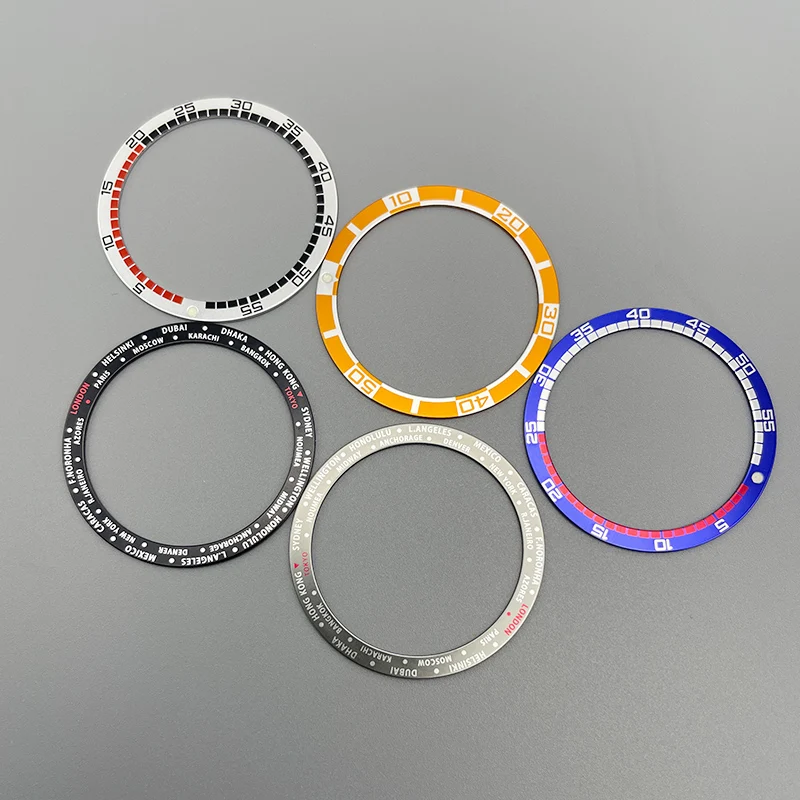 38mmx31.5mm Flat Aluminum Watch Bezel Insert Fits NH35 NH36 Movement SKX007 SKX009 SRPD Case Watch Bezel Rings Retrofit Parts