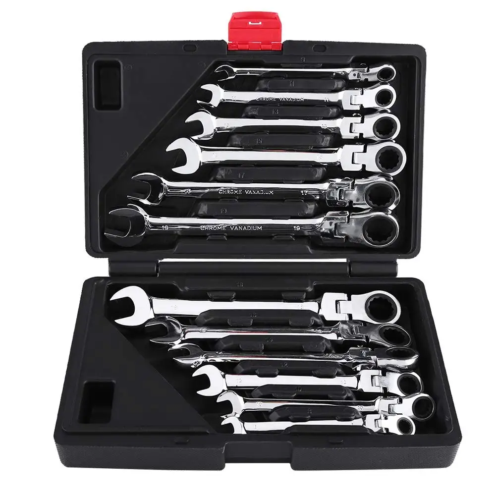 

12-Piece Auto Repair Wrench Set 5° Return Angle Professional Steel Socket Tool Kit for Home Garage & Workshop Case Packaging