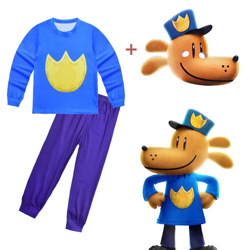 

♥AA Detective and Cat Pattern Cartoon Dog Man Kids Carnival Dogman Costume Outfits Birthday Party Cloth New 2026