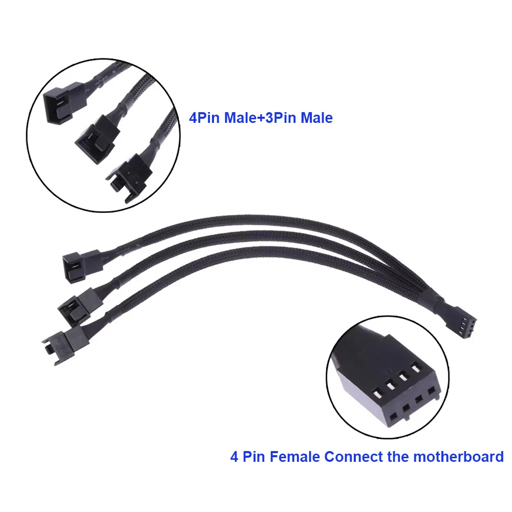 4Pin 1 bis 3 Power Splitter CPU Kabel für PWM Desktop PC Computer Geflochtene Draht Lüfter Adapter Kühler Power kabel
