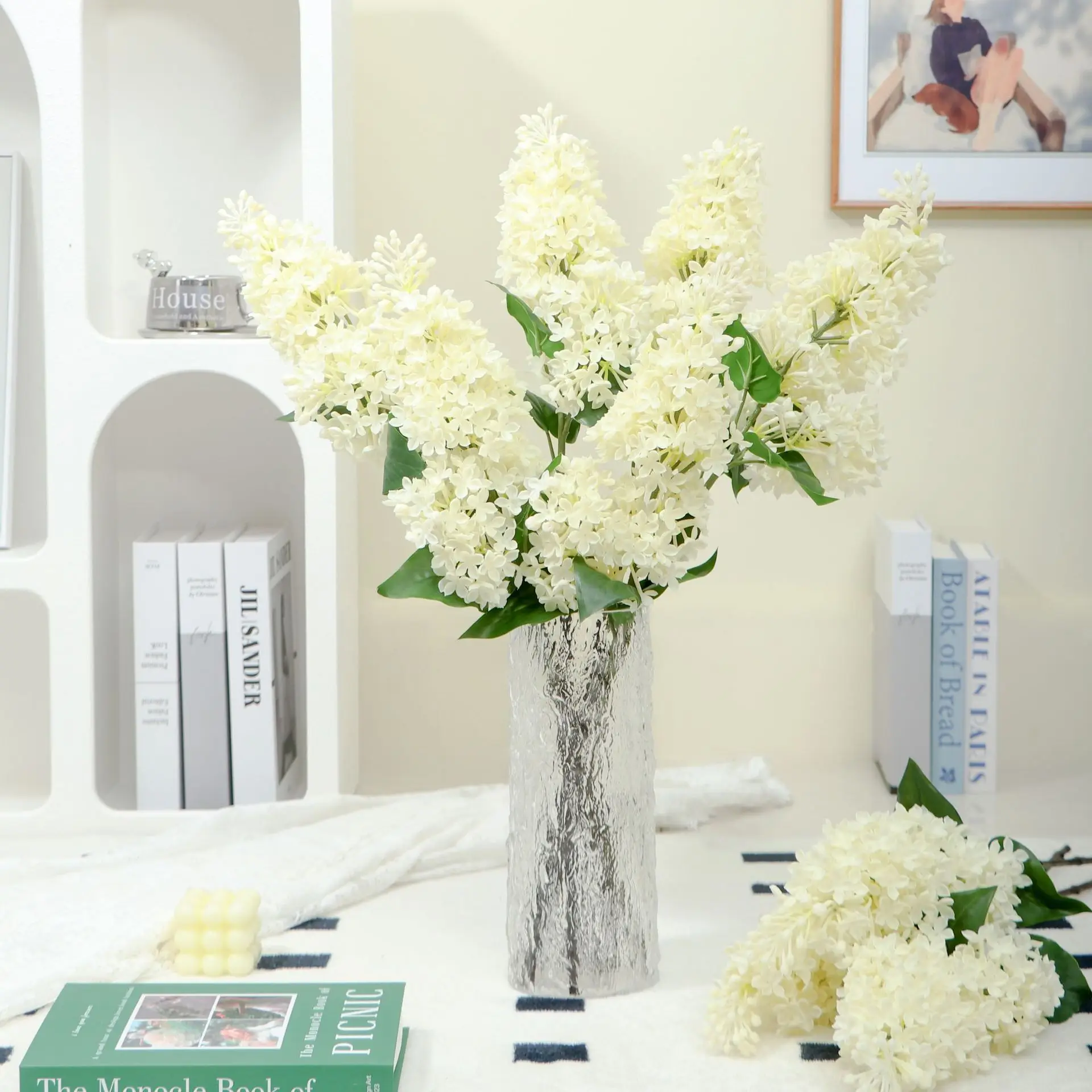Artificial Silicone Lilac Flower,High Quality, Real Touch, 70CM Fake Plant, Wedding Decoration Flowers, Home Garen