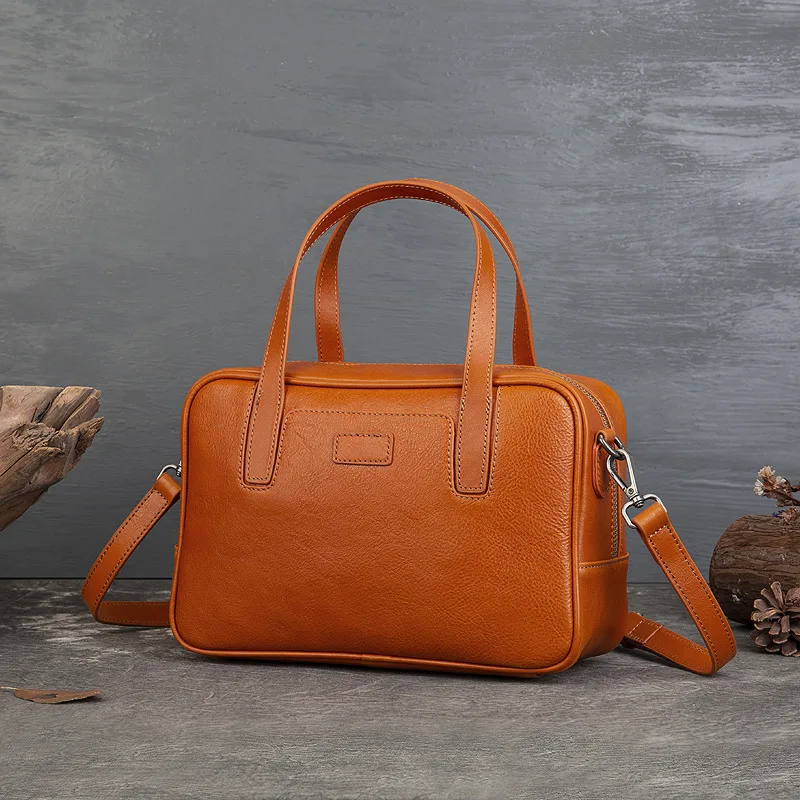 

New Top Layer Cowhide Leather Painted Women Shoulder Bags Purses Shopper Handbag Crossbody Bags Wife Gifts University