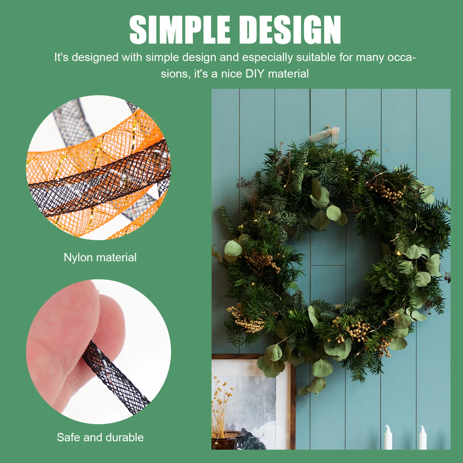 

4 Strips Halloween Garland DIY Mesh Tubes Nylon Mesh Tubes Handmade Craft Decoration Material for Party Festival Supplies