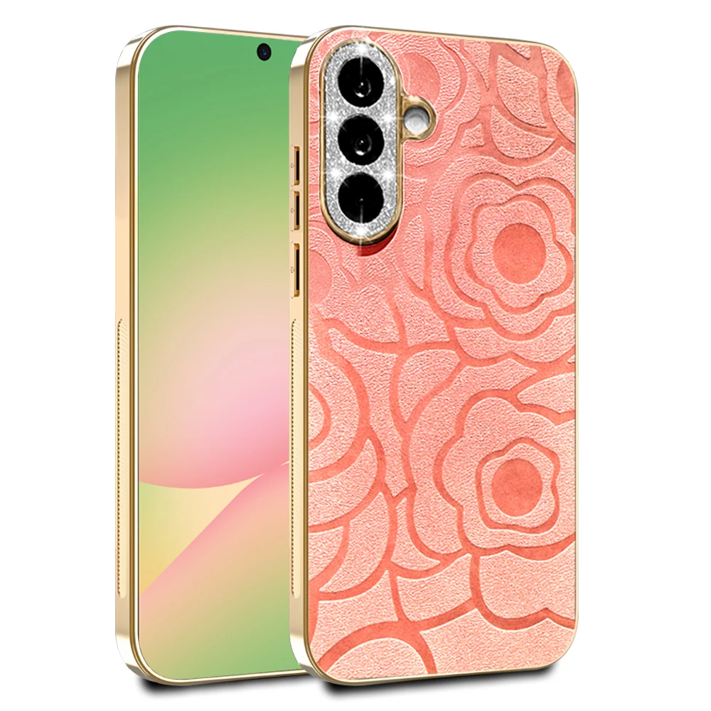 Camellia Flower Texture Diamond Case For Samsung A57 A37 A17 A07 A56 A55 A54 A53 A36 A35 A34 A26 A25 A24 A16 A15 A14 A06 Cove