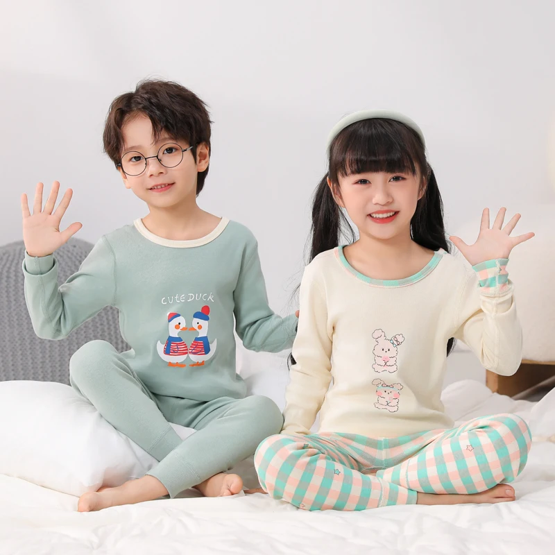 【LF】Kids Autumn Pajamas 100-160cm Set Cotton Boys Girls Long Sleeve Loungewear Set for Autumn Winter