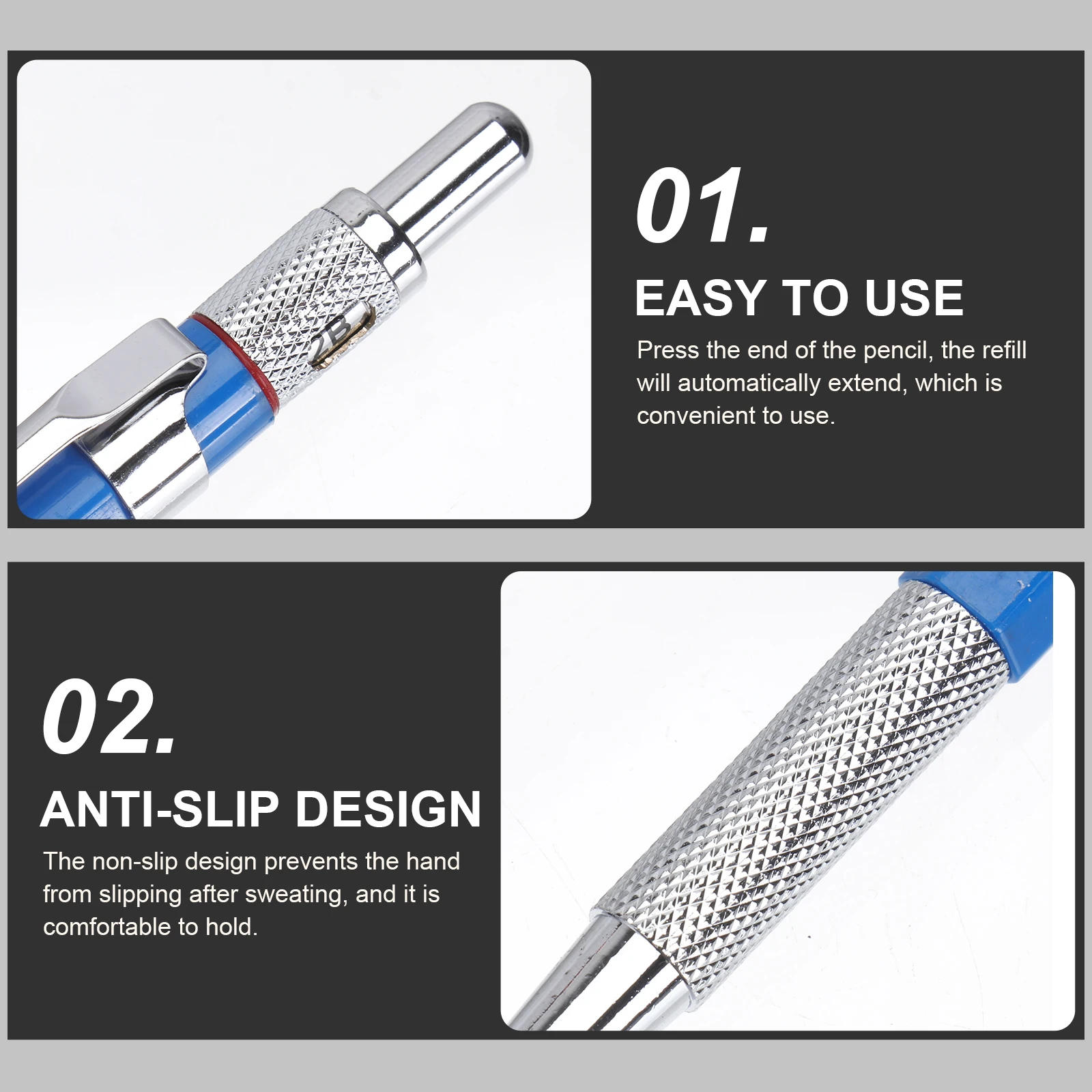 

2 Sets Mechanical Pencil Drawing Marker Pen Sturdy Auto Refill Water Resistant for Woodworkers Carpenters Engineers