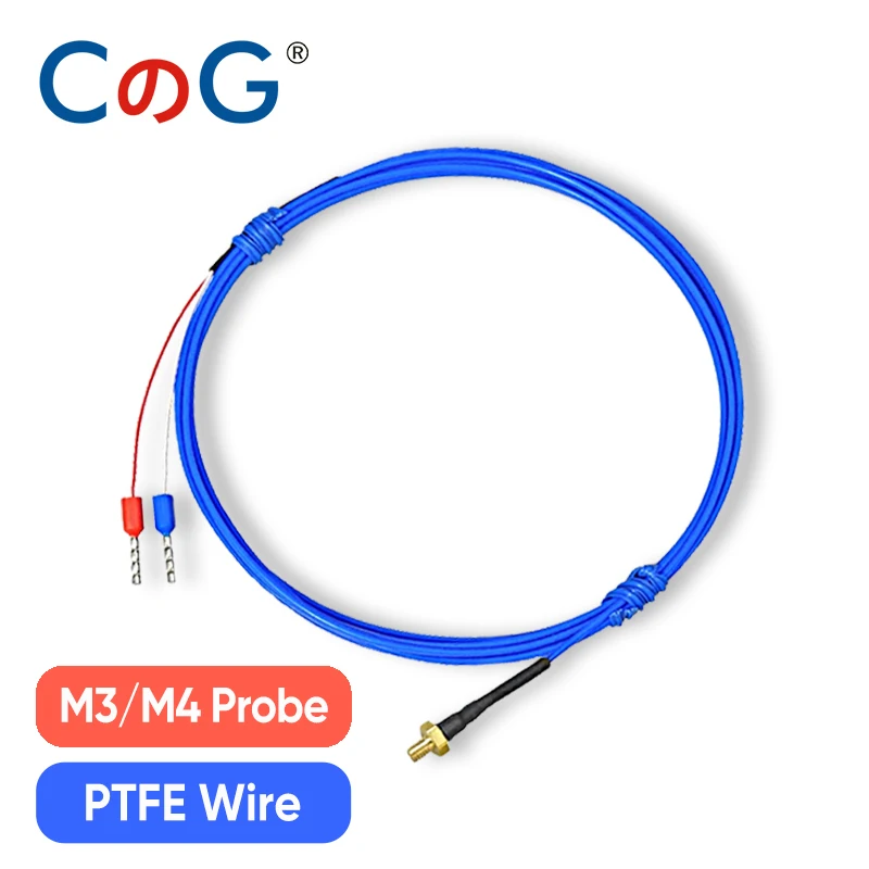 CG K Type M3/M4 3D Printer Screw Thermocouple Copper Probe Temperature Sensor with 0.5/1M High Precision Waterproof PTFE Cable