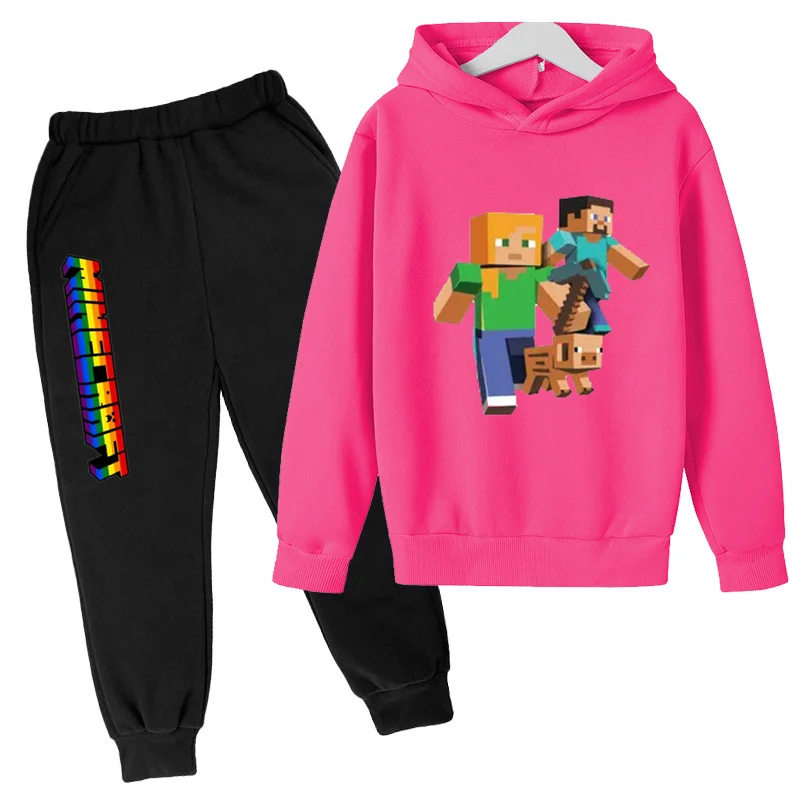 Kids Spring Autumn New Casual Cartoon Print 2pcs Hoodie+Jogging Pants Tracksuits 3-12 Years Boys Girls Outfits Children Clothes