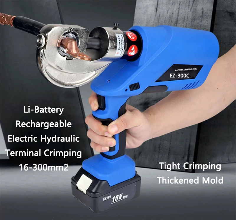 EZ-300C Small Portable Electric Crimping Pliers Electric Hydraulic Copper Aluminum Terminal Crimping Pliers Wire Crimping Tools