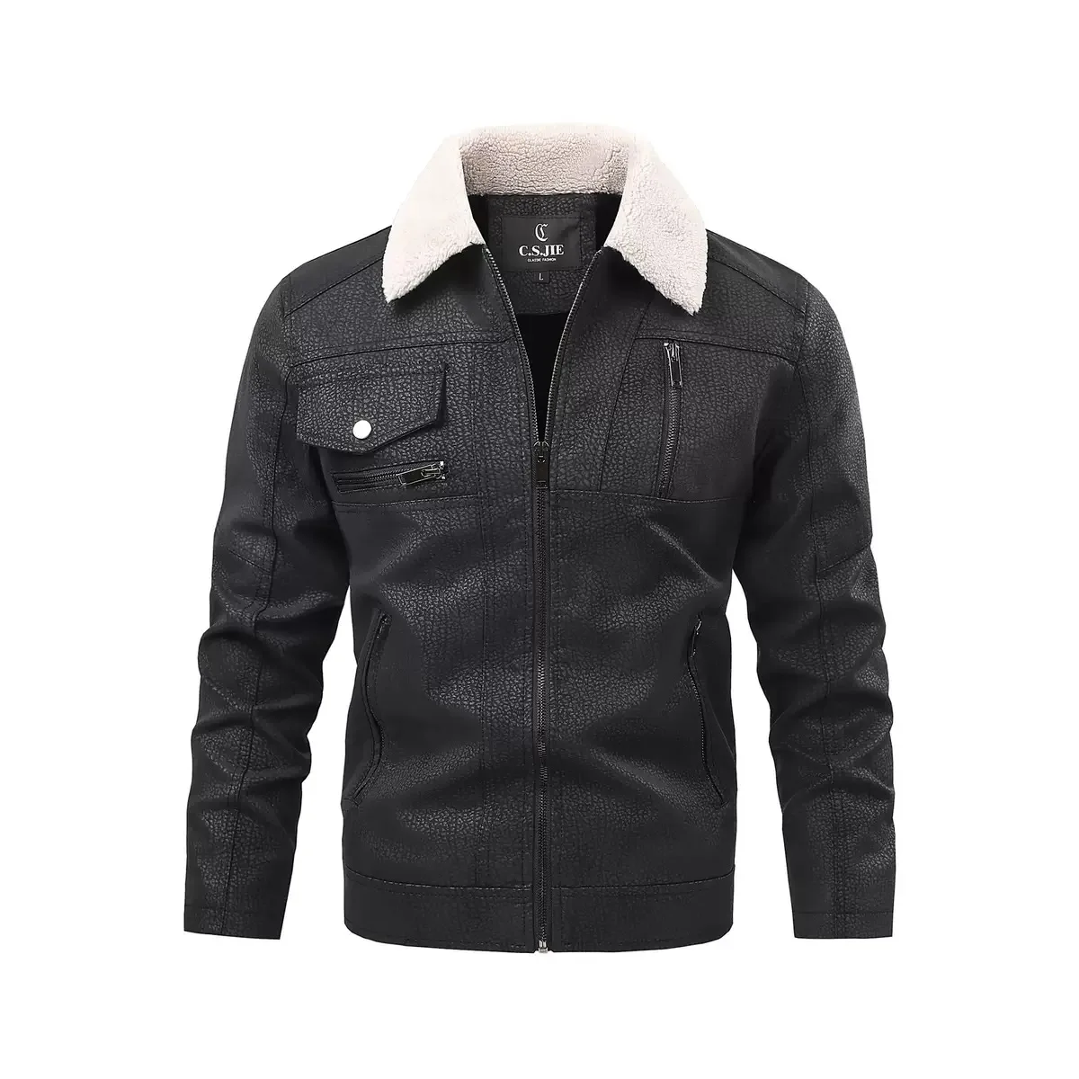 New Autumn/Winter American Vintage Fleece-Lined Thickened Warm Leather Jacket Men's Casual Loose High-Quality Outerwear