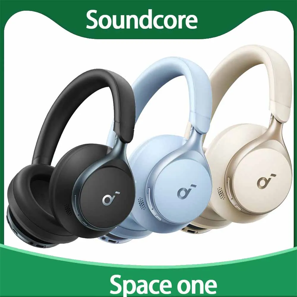 Anker Soundcore Space One PC Computer Music Earpiece Mic Headsets Noise Cancelling Earphone Gaming Over-ear Wireless Headphones