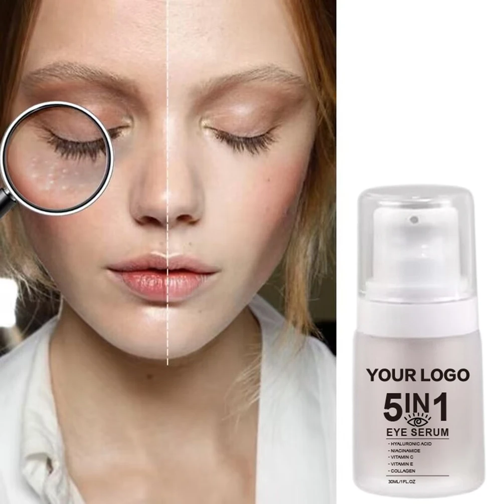 

Сыворотка для глаз на заказ 5 в 1, частная марка, оптовая продажа, облегчение морщин, удаление темных кругов, коллаген, питательный макияж, жестокость, жестокость