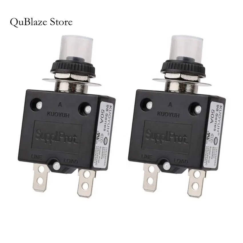 

KUOYUH 98 Series 50A 250V Manual Reset Thermal Overload Protector Switch Electronic 32V Dc Circuit Breaker