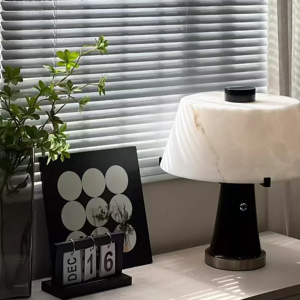 مصباح طاولة غرفة النوم من الرخام الإسباني، طراز بسيط، غرفة المعيشة، غرفة الدراسة، فندق LED، تركيبات إضاءة منزلية #2