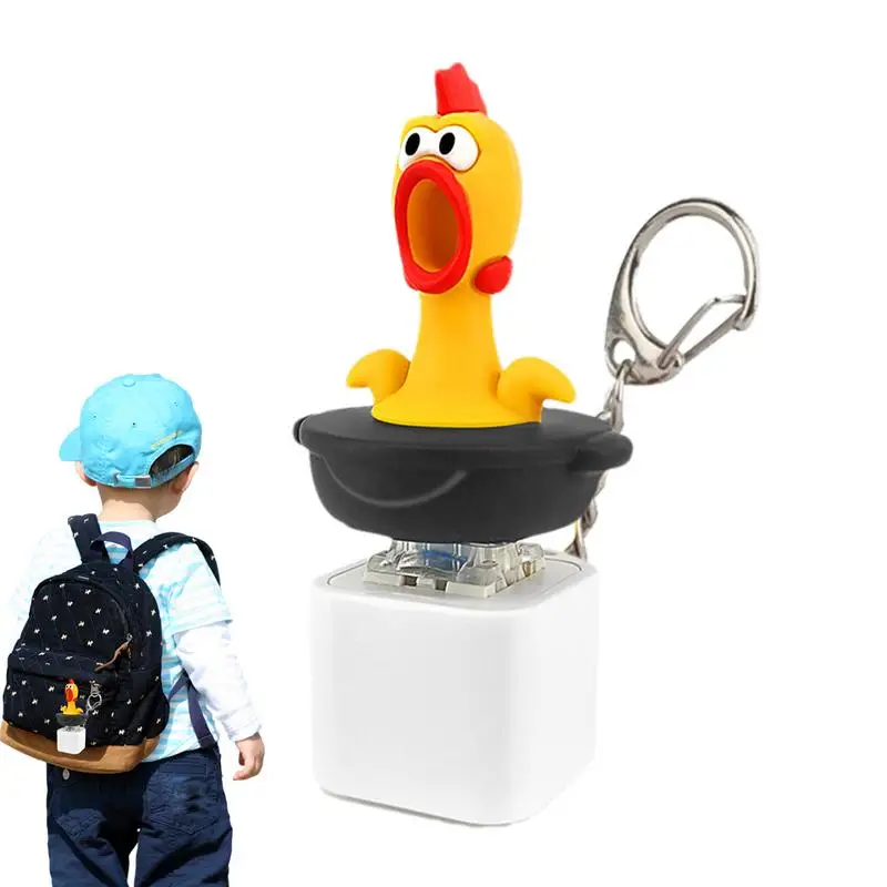 

Kawaii Chicken Key Chain With Sound Cartoon Keychain Pendant Glowing Reduce Stress Toy Keyring Backpack