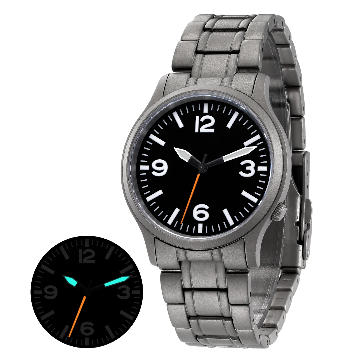BERNY Herrenuhr aus Volltitan, superleuchtende Sport-Quarzuhren, leicht und bequem, 5ATM, leicht ablesbare Armbanduhr