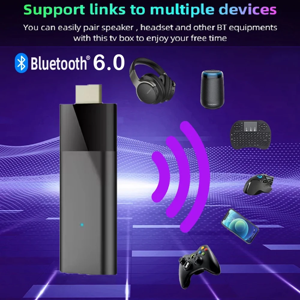 2026 Q12 Mini TV Stick Android 16 8K 8GB 32GB 128GB 256GB Google Assistant Voice Remote BT6.0 Android16 Media Player Set Top Box