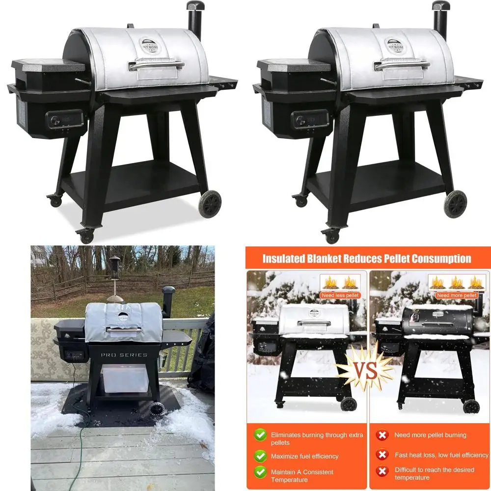 

Thermally Insulated Cover for Pit Boss 850, 820, and 800 Series Pellet Grills, Winter Cooking Smoker Blanket