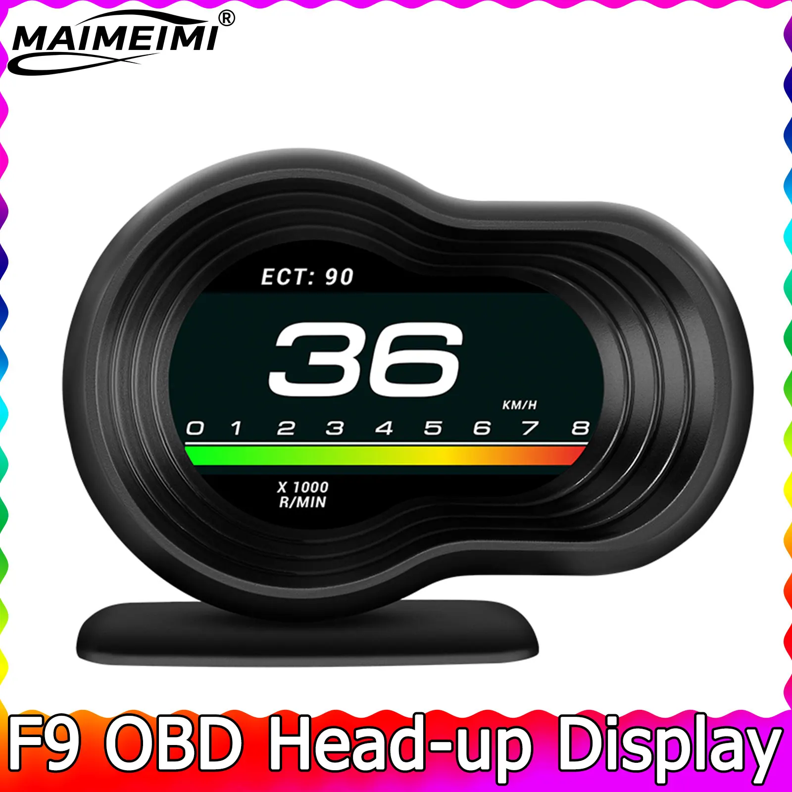 

F9 Turbo Gauge Head Up Display for HUD OBD2 HD Digital Guage Display Speed Monitoring with Acceleration Turbo Brake Test Car