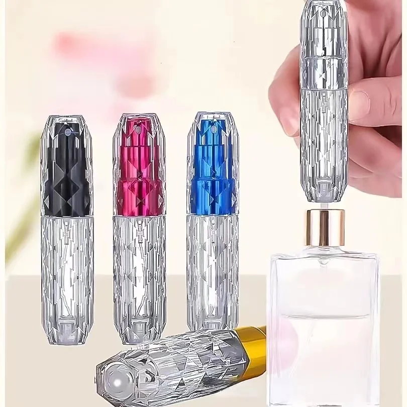 5 ml NEUES DESIGN NACHFÜLLBARE DIAMANT FACET MINI PARFÜM LEERE Flaschen REISE ATOMISATOR