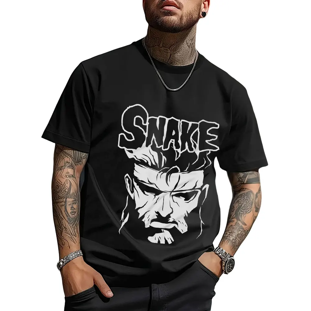 The Snake Ghost Metal Gear Solid MGS Game Gift T‑Shirt for Gamer Unisex Cotton Short Sleeve Tees Solid Snake Graphic Print Tops
