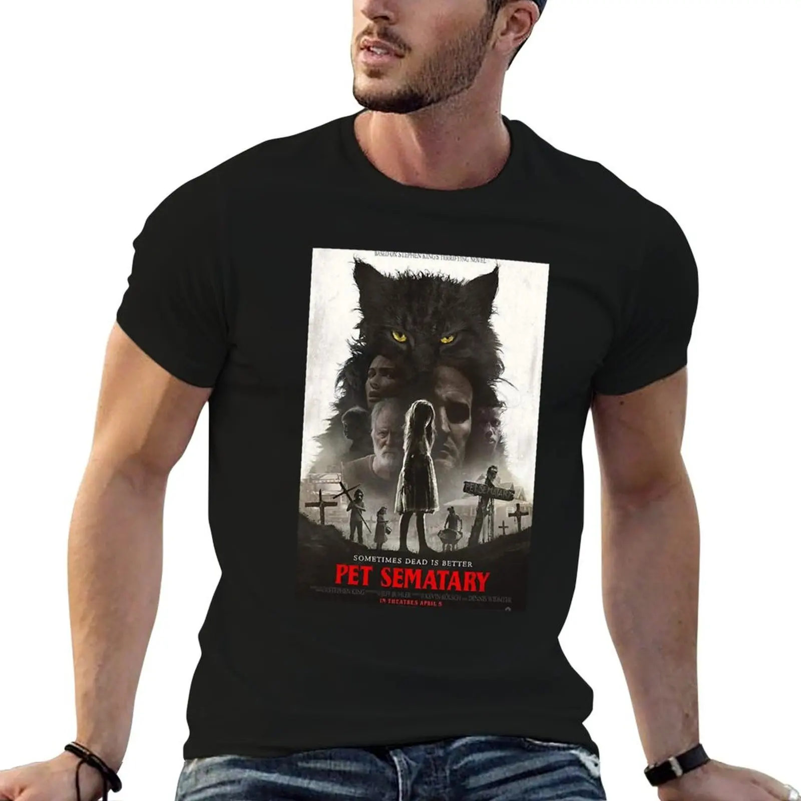 

Sematary T-Shirt Vintage Pet Gifts Horror Men tshirt Thriller man Best 2019 Retro