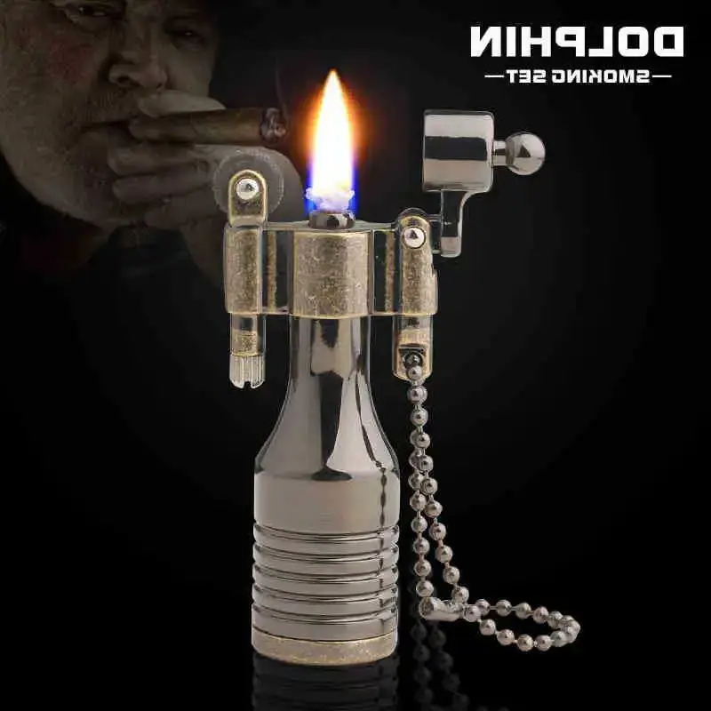 

Cool lighter Dolphin 603 Wine Bottle Portable Lighter Vintage Grinding Wheel Creative Mini Nostalgic Retro Style for Men