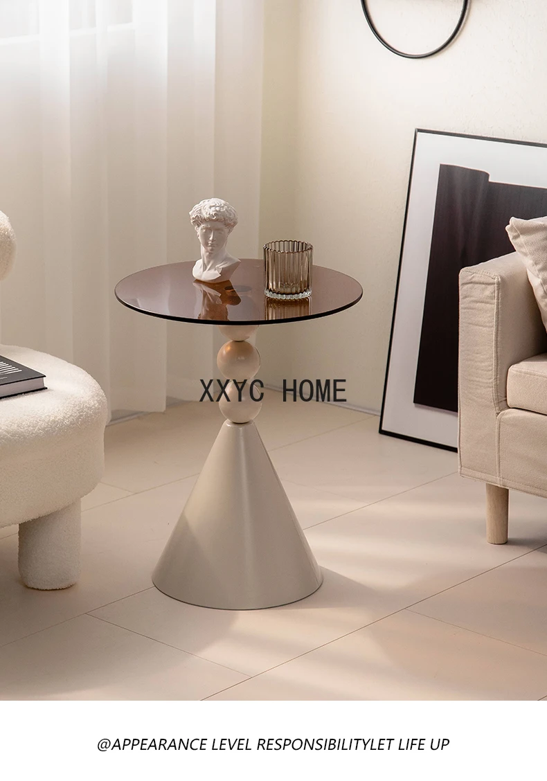 European Coffee Table Sofa Light Luxury Tea Coffee Simple Living Room Glass Design Corner Table Reception Tea Table