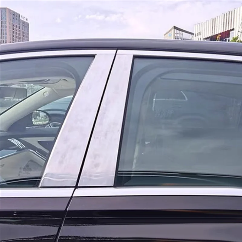 

4Pcs Car Window B Pillar Strip Stickers For Mercedes Benz GLS Class 2016-2023 Parts Center Post Chrome Aluminum Trim Panel