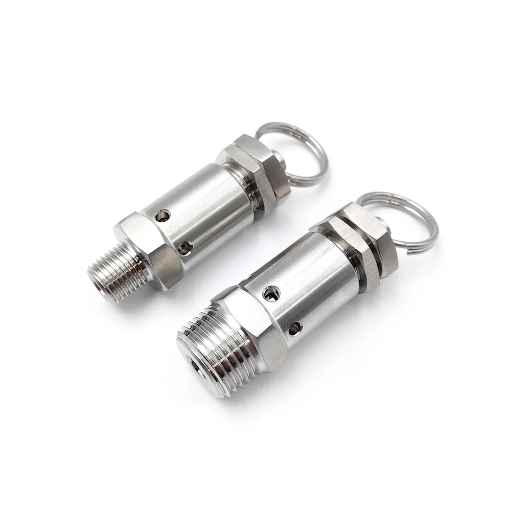 

1/4 "1/2" BSPT с наружной резьбой, пружинный предохранительный клапан, выпускной клапан 0,05-1 МПа, санитарная нержавеющая сталь 304, подходит для воздушных компрессоров
