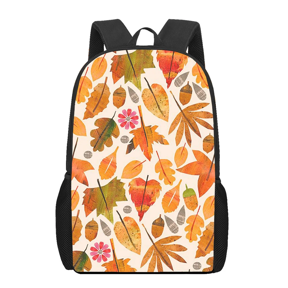 Sac à dos imprimé feuilles d'automne 3D, sac d'école, sac à dos pour ordinateur portable, sac de pique-nique de voyage étanche pour hommes, femmes, adolescents, double initié