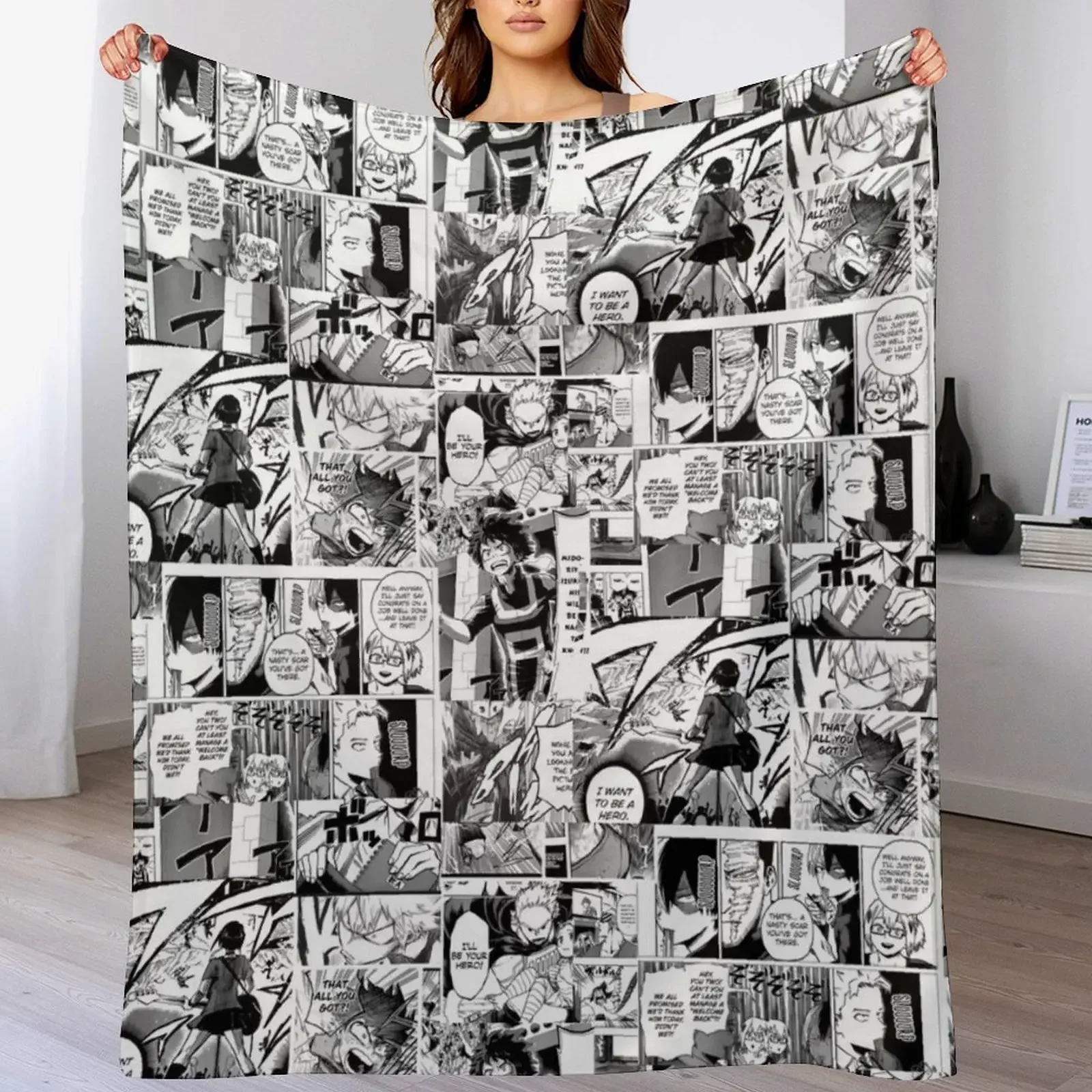 

Manga panels MHA Throw Blanket Summer Beddings Single Travel Moving Blankets