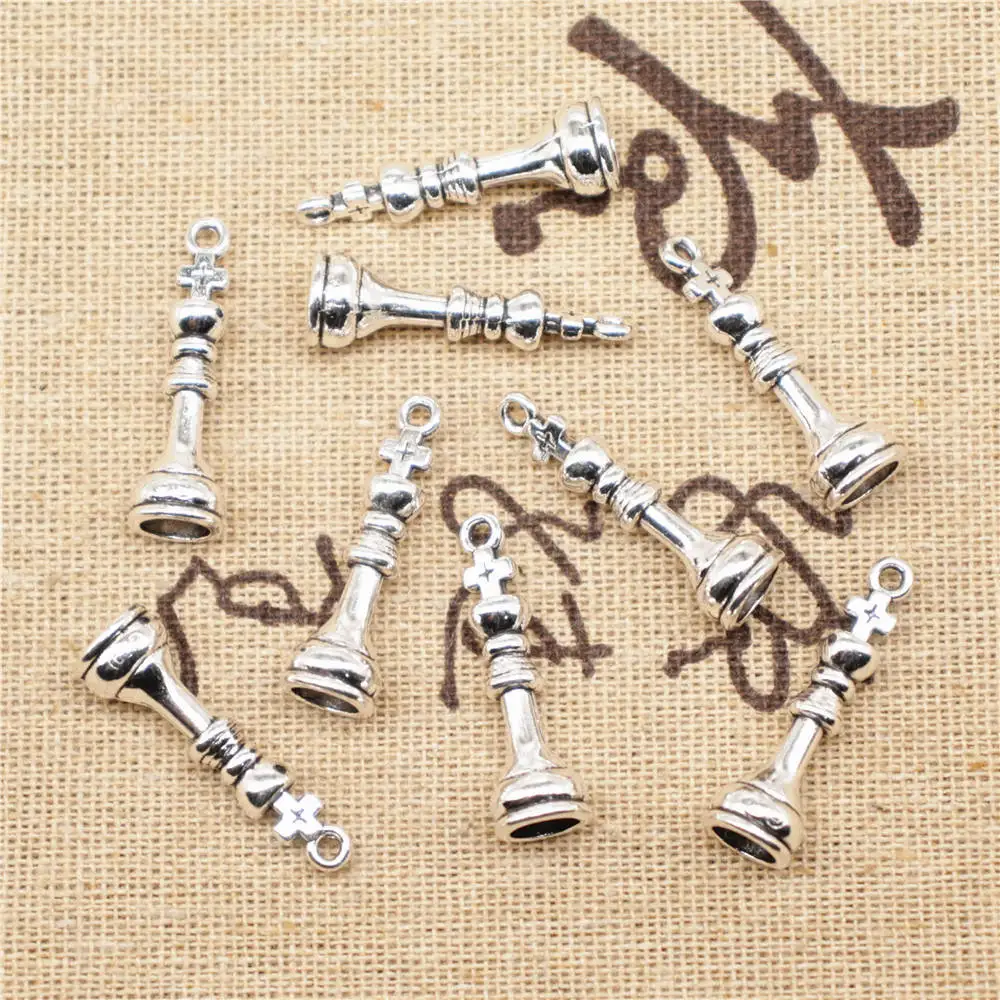 Jewelry Making Supplies Antiqu Charms Chess Antique Silver Color Men Pendant 8x26mm 10pcs