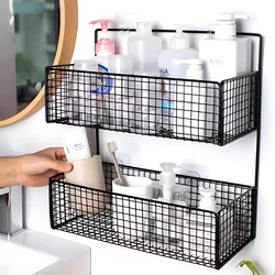 Bathroom Organiser Multifunctional Toiletries Organiser No-Punch Bathroom Shelf Bathroom Kitchen Wall Mount Storage Rack