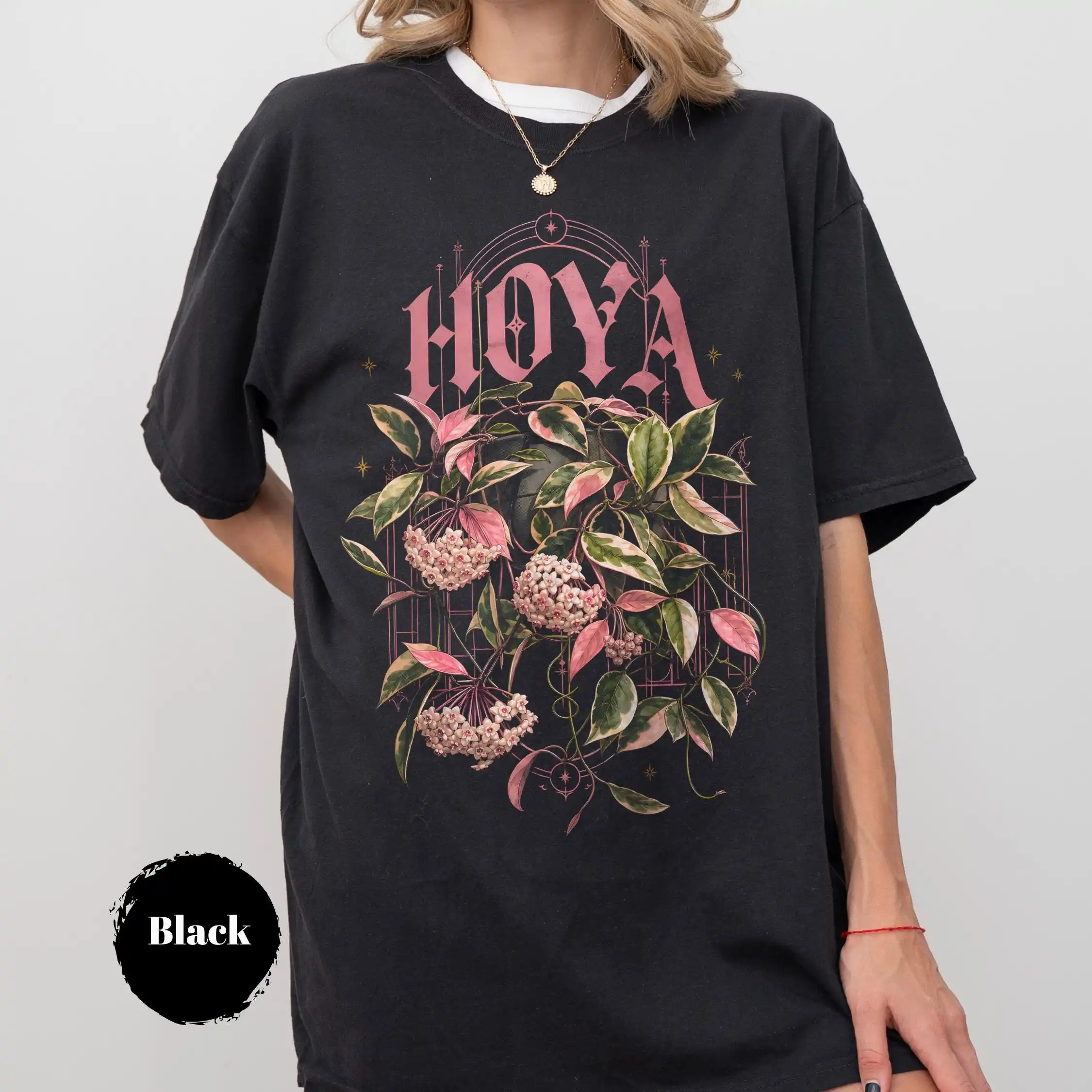 Hoya Carnosa T-Shirt, Botanical Tee, Variegated Houseplant Graphic Unisex Shirt, Plant Lover Gift, Flower Top