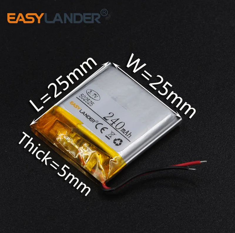 502525   3.7V 3.8V 240mAh แบตเตอรี่ลิเธียม Li-Ion Li Polymer แบตเตอรี่สําหรับชุดหูฟังบลูทูธแผ่นสร้อยข้อมือนาฬิกาข้อมือ 502725