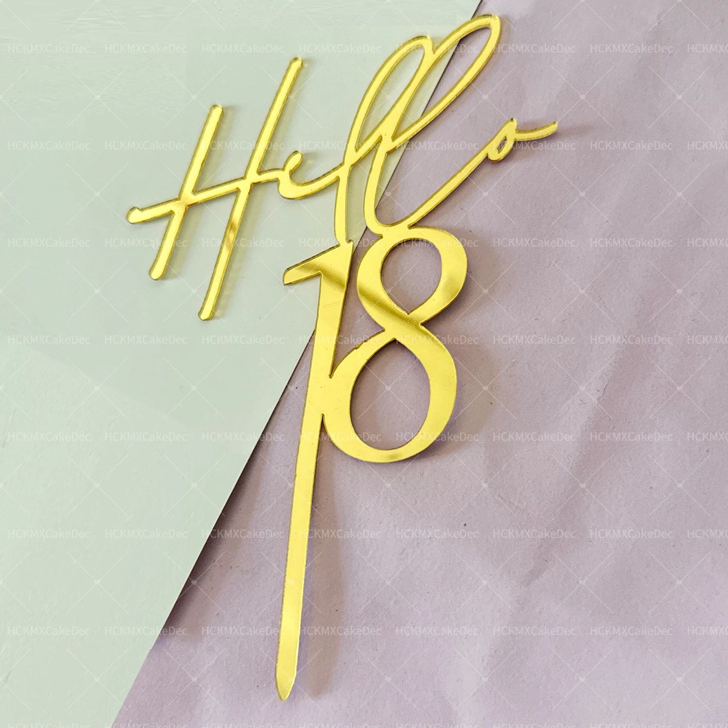 Hello18 30 40 50th كعكة عيد ميلاد توبر الاكريليك مرآة الذهب العمر عيد ميلاد سعيد 18 ديكور 21 50 60 جزء هدية كعكة الديكور