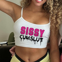 SISSY CUMSLUT Letter Graphics Sexy Crop Tops Women's Corset New Girl Tank Tops Y2k Clothes Vintage Punk Gothic Grunge Camisole