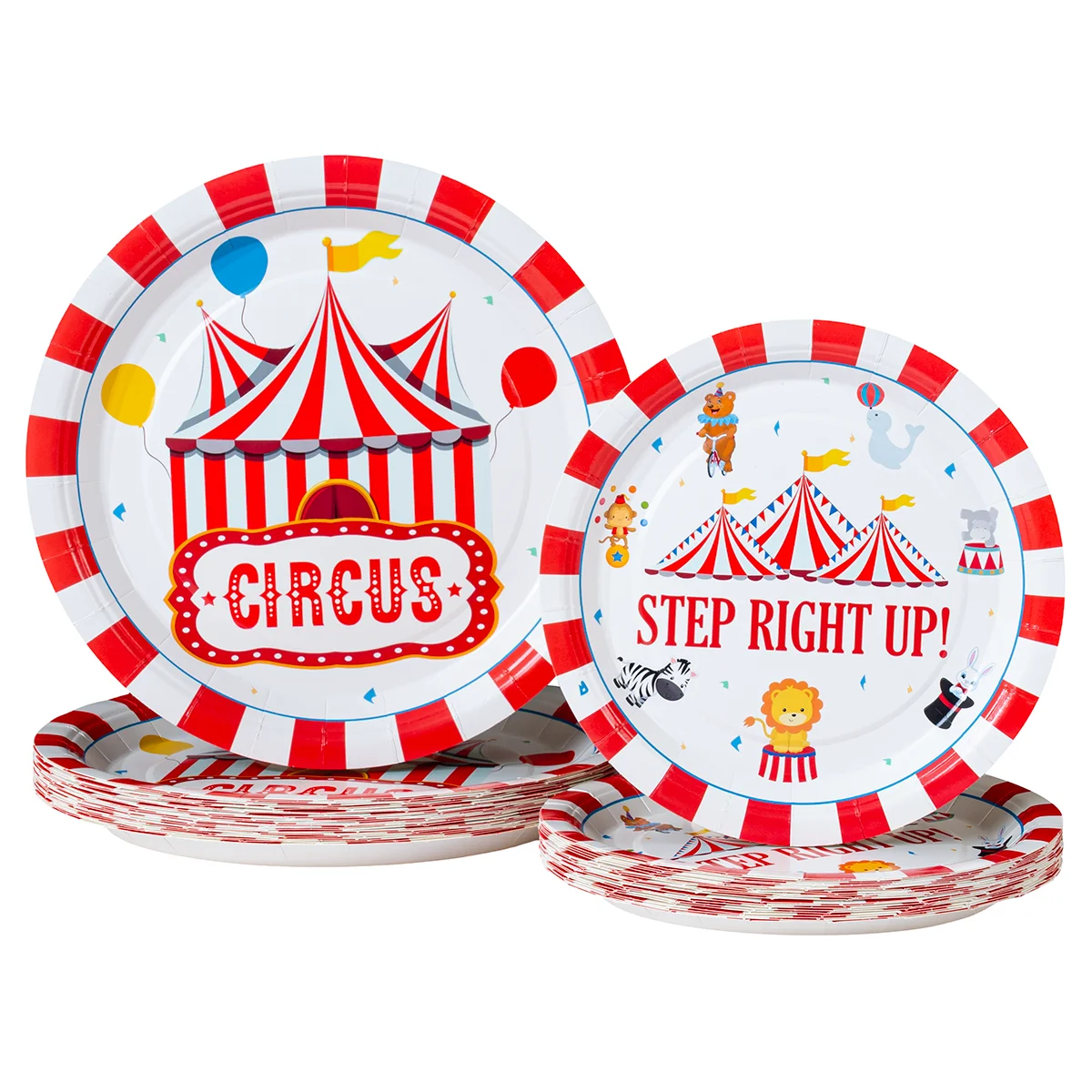 10/25/50pcs Vintage Circus Party Paper Plates Disposable Plates Carnival Kids' Birthday Baby Shower Party Decor image 6