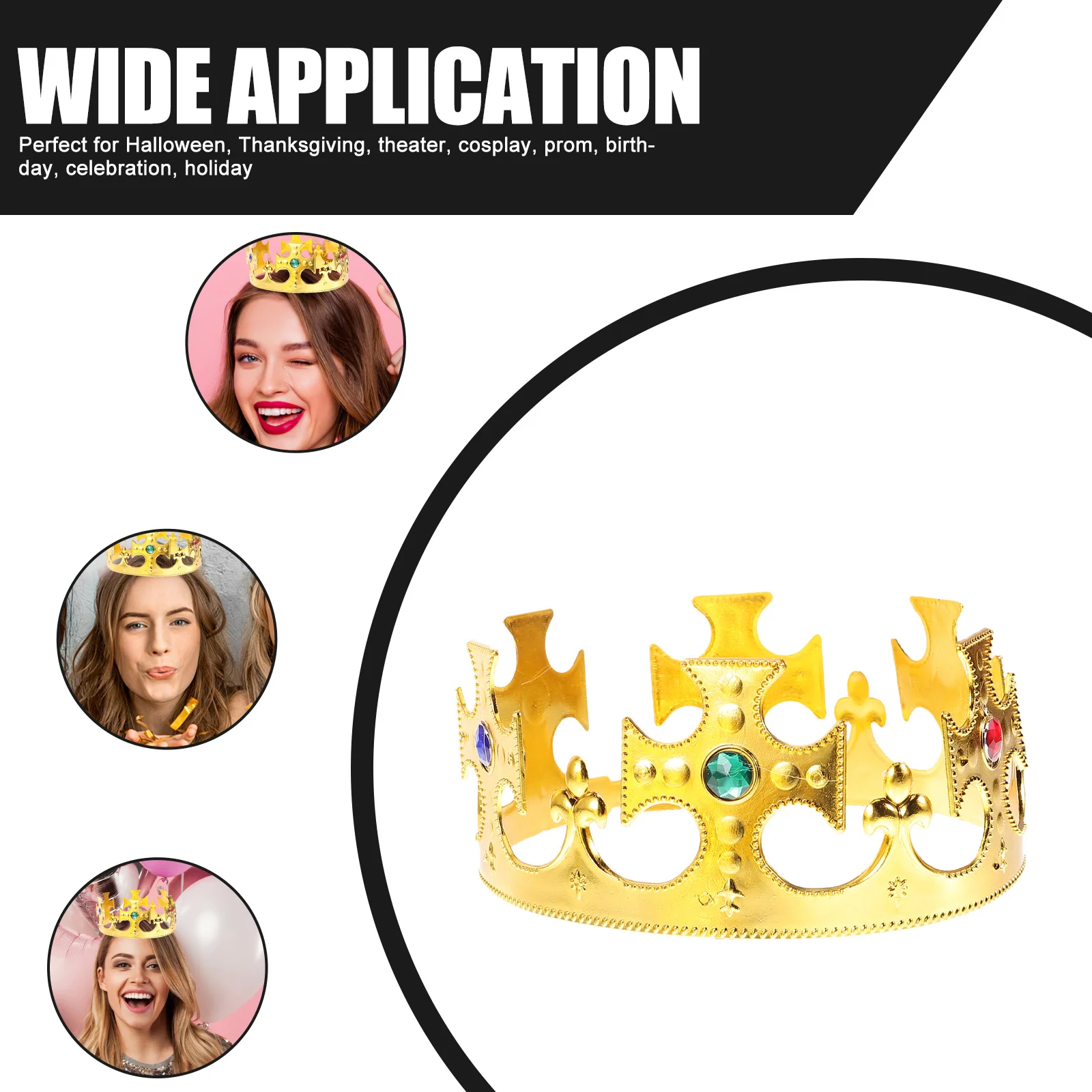 

2Pcs Retro Plastic Plating Crown Queen Royal Medieval Cross Halloween Party Theater Prop Crown