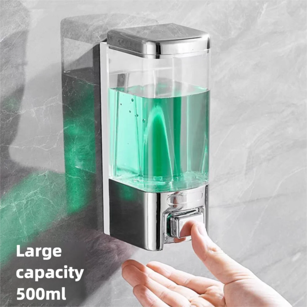 

1/2/3Pcs 500ml Large Capacity Soap Liquid Dispenser with Visible Window Punch-Free Wall Mounted Shampoo Bottle for Bathroom