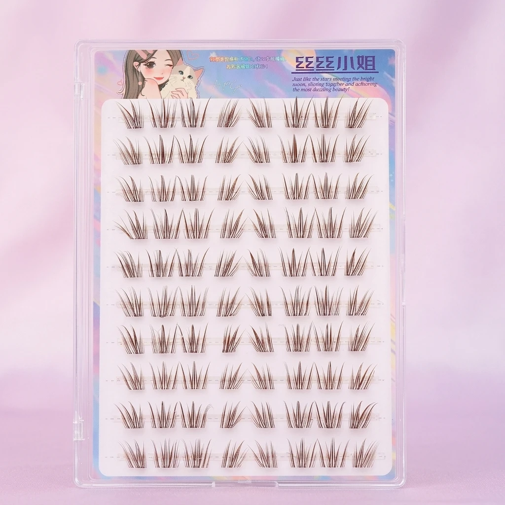 Fox-Style Brown False Eyelashes Hand-made Synthetic Fiber for Daily & Photography Use