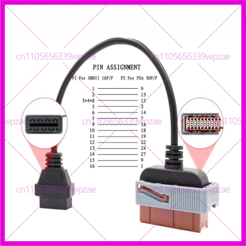 

Диагностический разъем OBD для Citroen/Peugeot/PSA 30-контактный на 16-контактный автомобильный диагностический адаптер OBDII Кабель OBD2