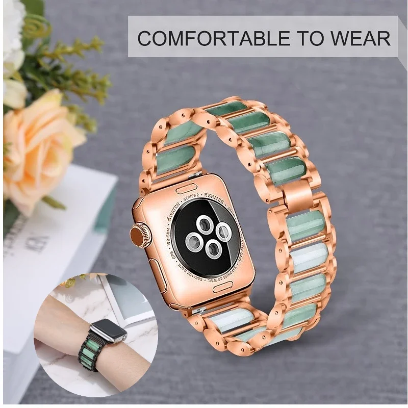 Jade jewelry+Metal Strap For Apple watch 49mm 45mm 44mm 46mm 42mm 41mm 40mm Bracelet Belt iWatch Series Ultra 10 9 8 7 6 5 4 SE