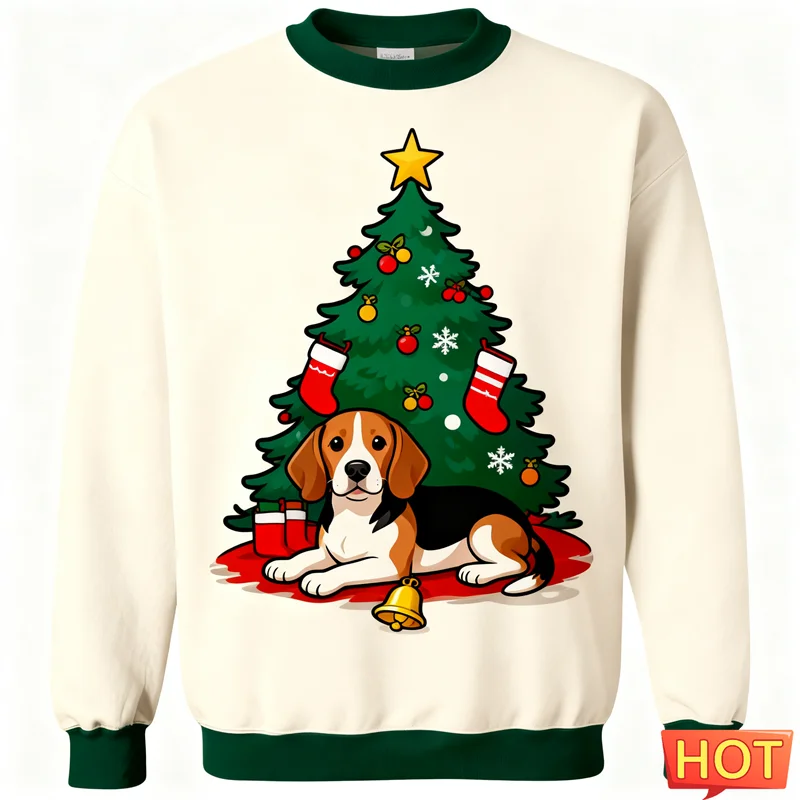 2026 جديد بيغل الجرافيك القبيح عيد الميلاد سترة موضة عطلة ارتداء ثلاثية الأبعاد مطبوعة عيد الميلاد بلوزات عادية المتضخم للجنسين البلوز