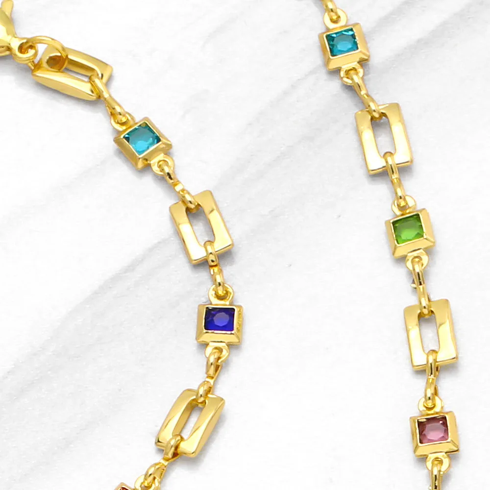 

WT-BFN048 WKT 2023 Hot sale Yellow Brass with zircon chain women bracelet party 18k gold metal accessory trend Necklace hot