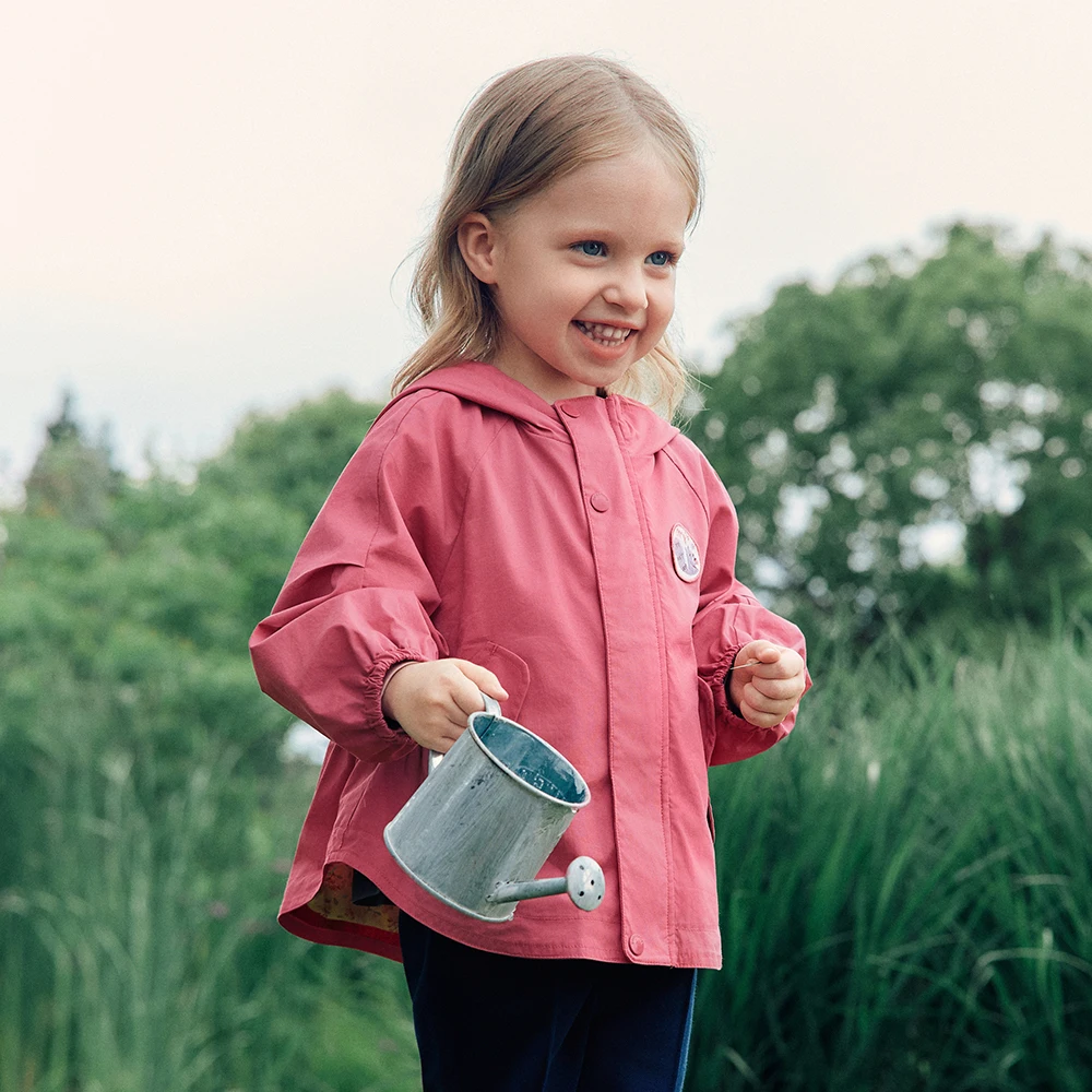 Dave Bella Girls Spring Autumn Hooded Jackets for Children Outdoor Windproof Coats Kids Outerwear Clothing DB3263304